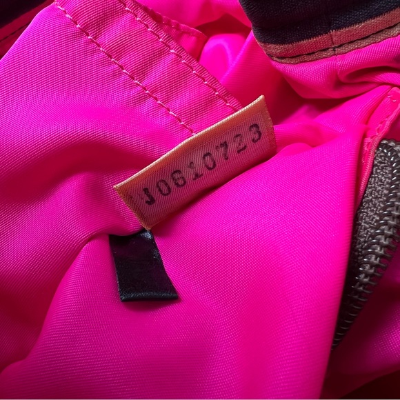 Dooney & Bourke Brown and Tan Striped Tote Bag with Leather Handles and Trim - Picture 14 of 15